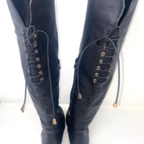 Top Moda Women's Jones-86 Tall Boots Black Zipper Lace Up Backing Size 7 - Picture 5 of 8